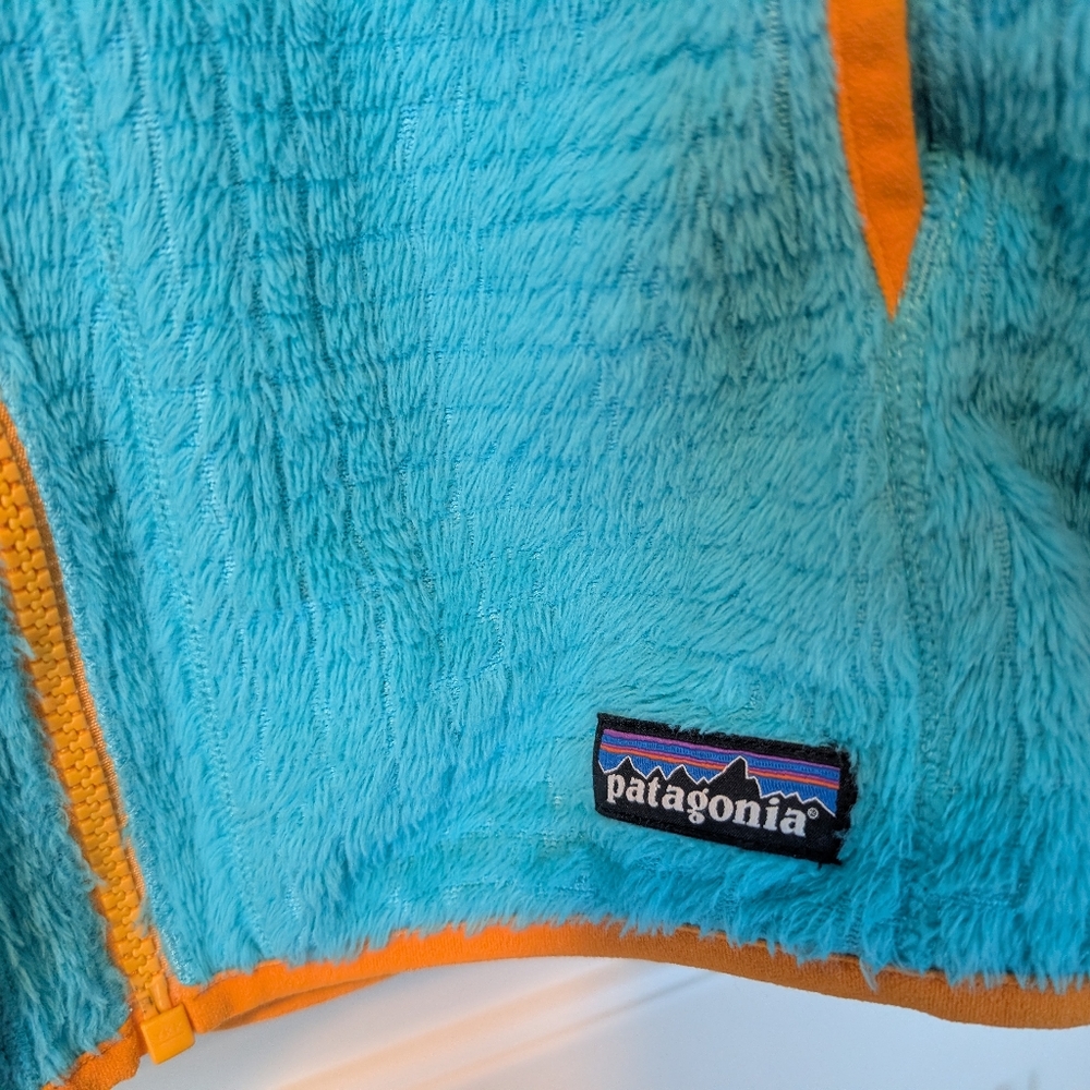 Reversible Patagonia Full Zip, Aqua With Mango Accents, Size M-L - Picture 11 of 13
